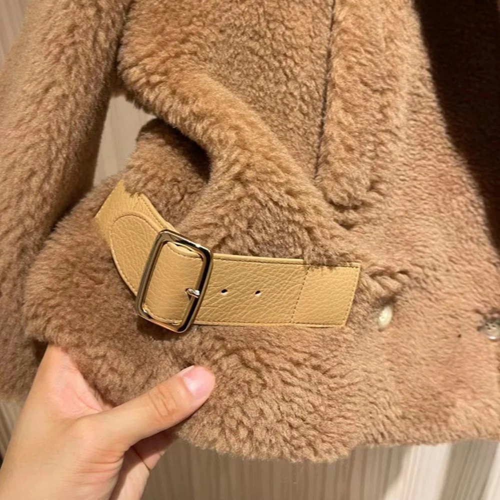 Real Wool Alpaca Teddy Bear Coat for Women, - Picture 6 of 8